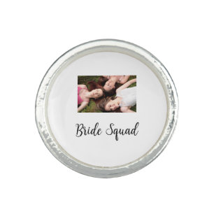 Add your photo name bridesmaid squad bride party  ring