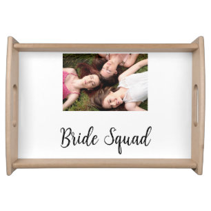 Add your photo name bridesmaid squad bride party serving tray