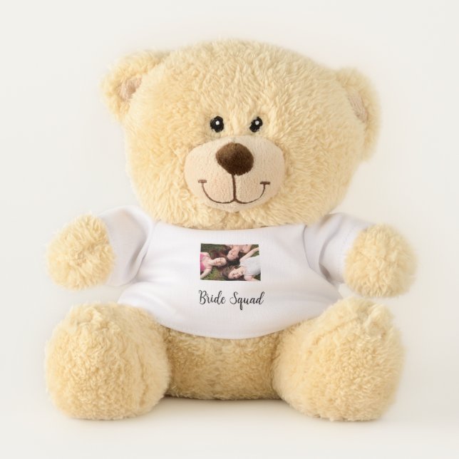Add your photo name bridesmaid squad bride party  teddy bear (Front)