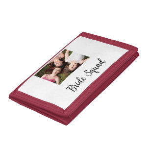 Add your photo name bridesmaid squad bride party tri-fold wallet