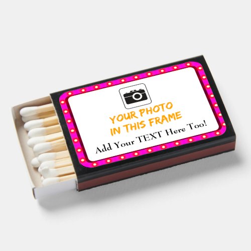Add Your Photo Name Text Pink Lights Frame Matchboxes