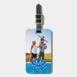 Add Your Photo | Neon Blue Fish Scales Luggage Tag