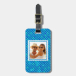 Add Your Photo | Neon Blue Fish Scales Luggage Tag