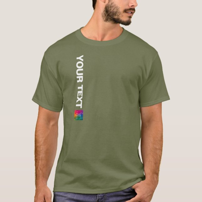 Add Your Photo Or Logo Fatigue Green Mens Template T-Shirt (Front)