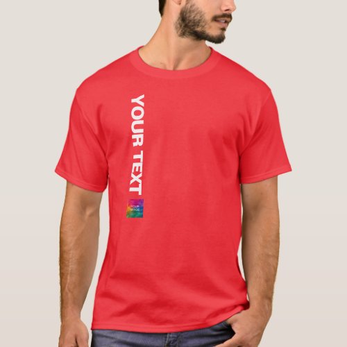 Add Your Photo Or Logo Red Template Mens Christmas T_Shirt