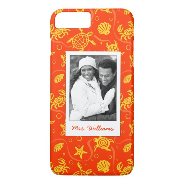Add Your Photo | Orange Beach Pattern Case-Mate iPhone Case (Back)