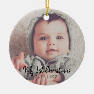 Add Your Photo Personalised my first Christmas Ceramic Ornament