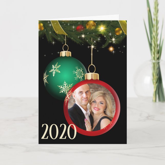 Add YOUR PHOTO Personalized Christmas Ornament Card (Front)