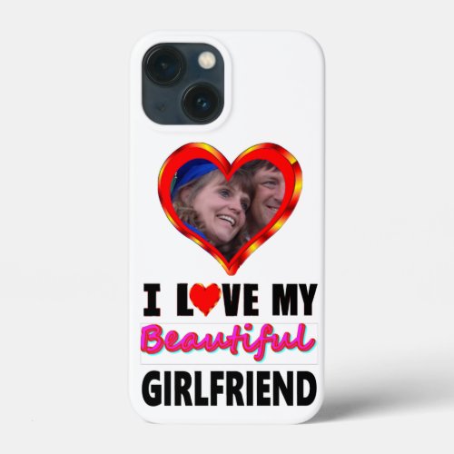 Add Your Photo Personalized I Love My Girlfriend iPhone 13 Mini Case