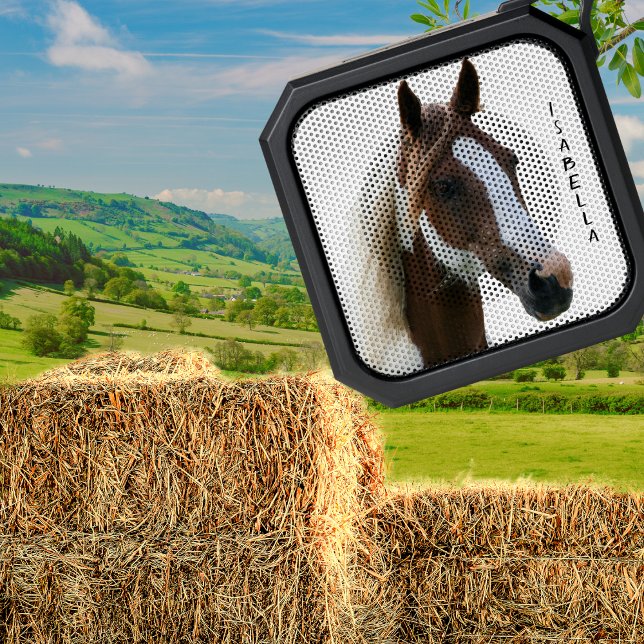 Add Your Photo Personalized Name Horse Equestrian Bluetooth Speaker (A portable Bluetooth speaker to customize with your horse's photo and name (or your own name))