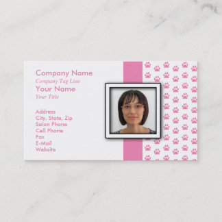 ADD YOUR PHOTO Pet Grooming Paw Print Business Card