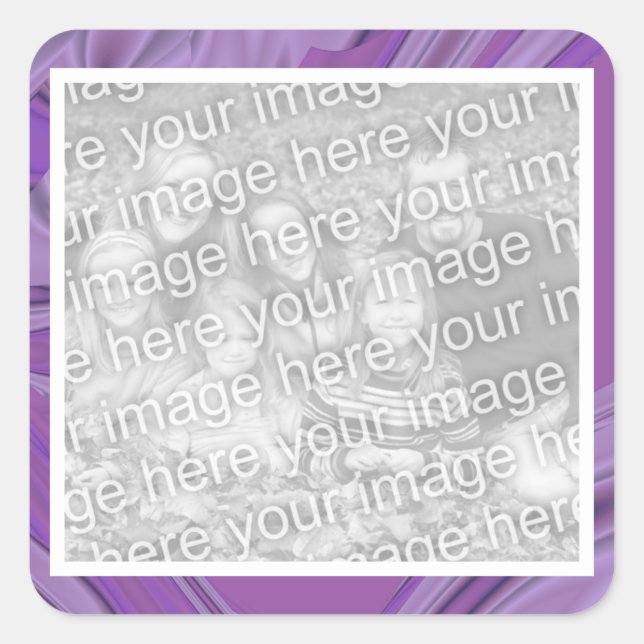 Add your photo purple abstract border square sticker (Front)