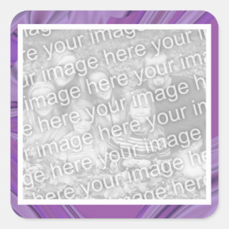 Add your photo purple abstract border square sticker