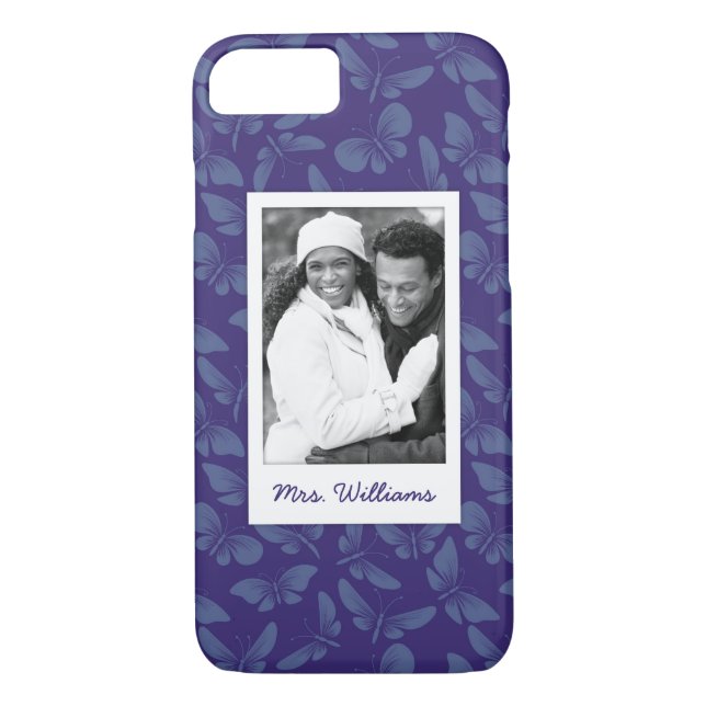 Add Your Photo | Purple Butterflies Case-Mate iPhone Case (Back)