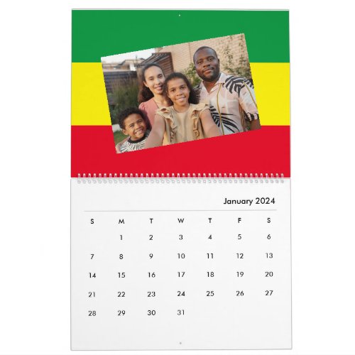 Add Your Photo  Rasta African Ethiopia Flag 2024 Calendar
