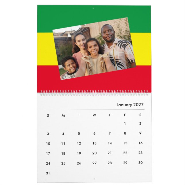 Add Your Photo | Rasta African Ethiopia Flag 2026 Calendar (Jan 2027)