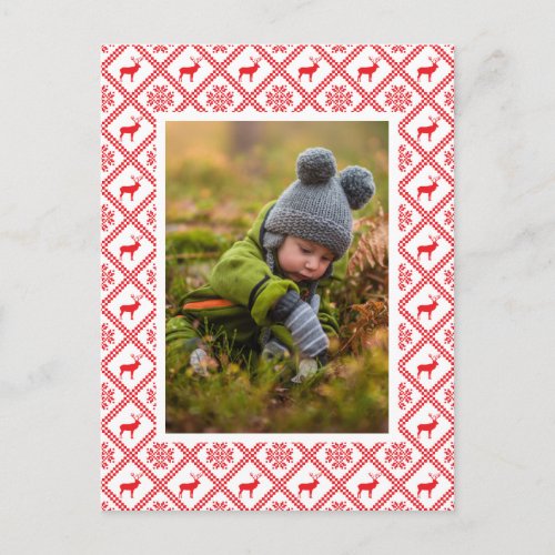 Add Your Photo  Reindeer Sweater Christmas Postcard