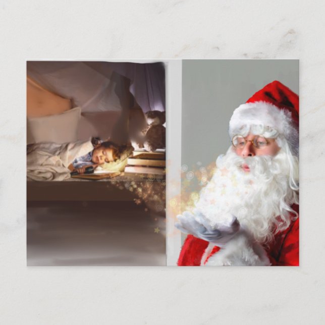 Add your photo Santa visit christmas eve Announcem Announcement Postcard (Front)