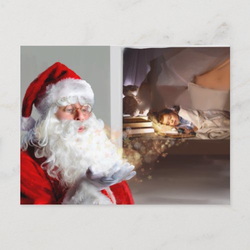 Add your photo Santa visit christmas eve Announcement Postcard