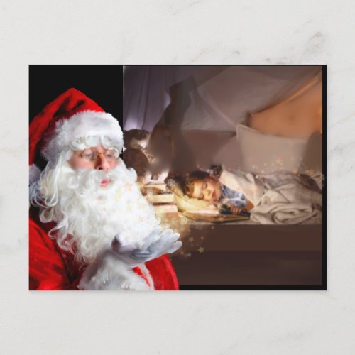 Add your photo Santa visit christmas eve  Announcement Postcard