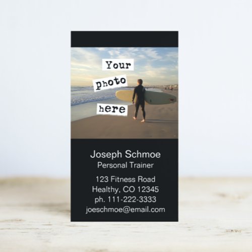 Your Photo Simple Black Business Card Template