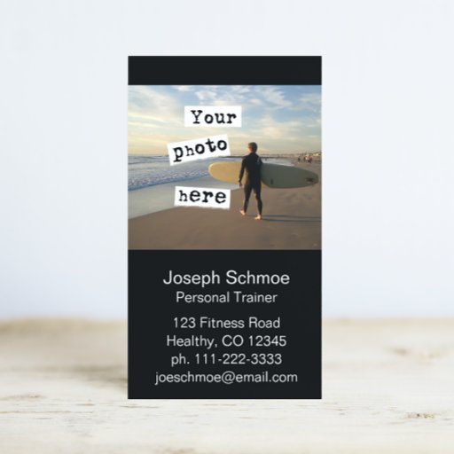 Customizable Your Photo Simple Black Business Card Template