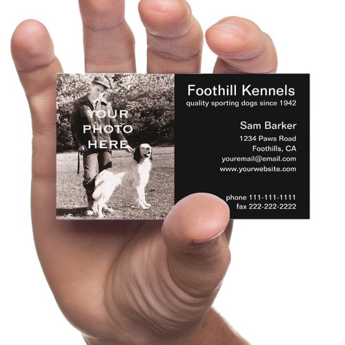 Your Photo Clean Black with White Text Business Card Template
