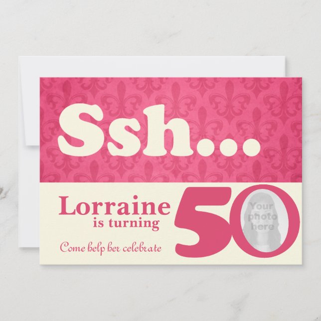 Add your photo ssh surprise 50th birthday invite (Front)