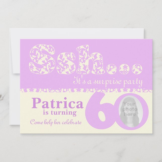 Add your photo ssh surprise 60th birthday invite (Front)