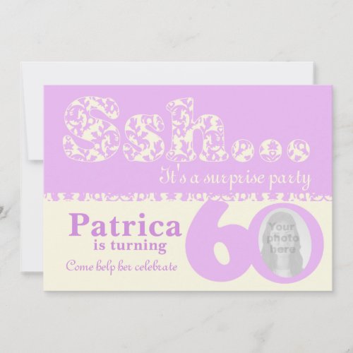 Add your photo ssh surprise 60th birthday invite