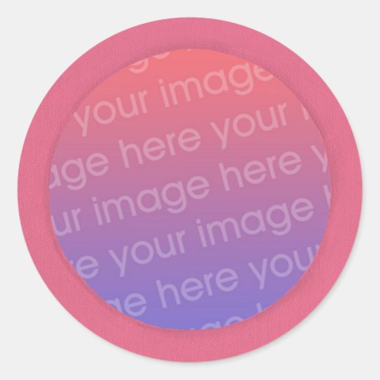 Add your photo stickers, in a pink circle frame classic round sticker