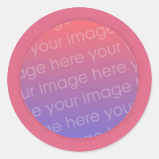 Add your photo stickers, in a pink circle frame classic round sticker