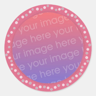 Add your photo stickers, pink dots circle frame classic round sticker