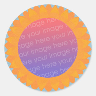 Add your photo stickers, sunflower circle frame classic round sticker
