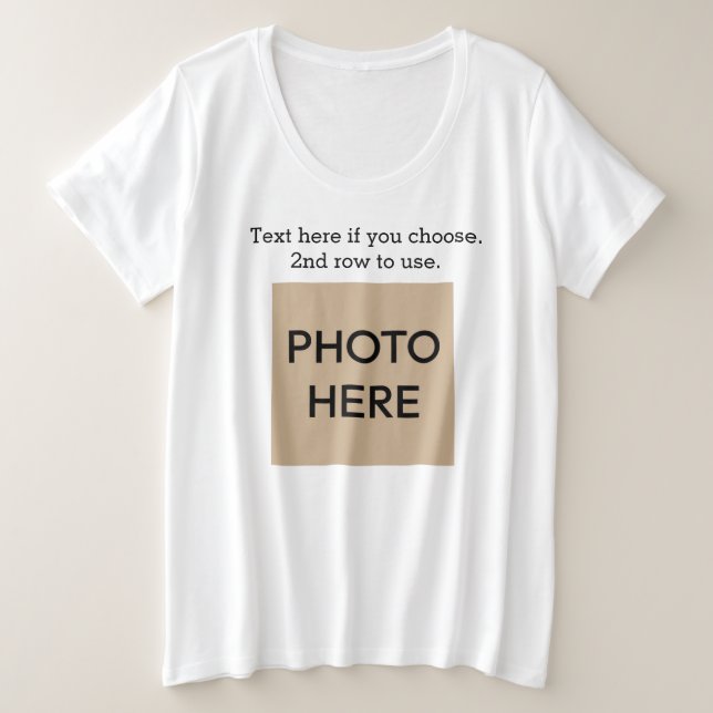 Add Your Photo Stylish Comfy White Plus Size T-Shirt (Design Front)