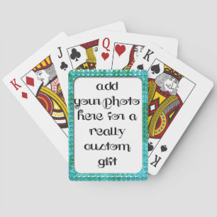 Add Your Photo Teal Frame Play Poker Cards