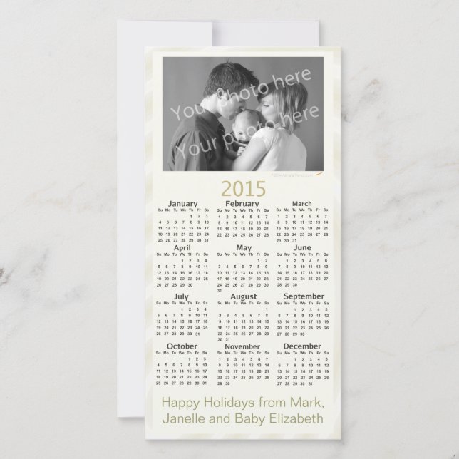 Add Your Photo Text  2015 Calendar Card Cream (Front)