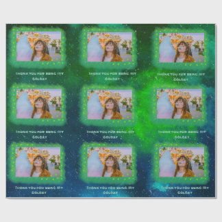 Add Your Photo Thankful Galaxy Wrapping Paper