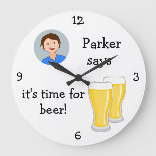 Add Your Photo: 'Time for Beer' Large Clock