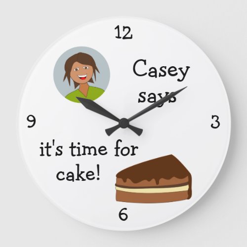 Add Your Photo Time for Cake Large Clock