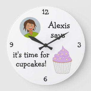 Add Your Photo: 'Time for Cupcakes' Large Clock