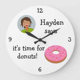 Add Your Photo: 'Time for Donuts' Large Clock