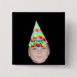 Add Your Photo To A Birthday Boy Party Hat Button