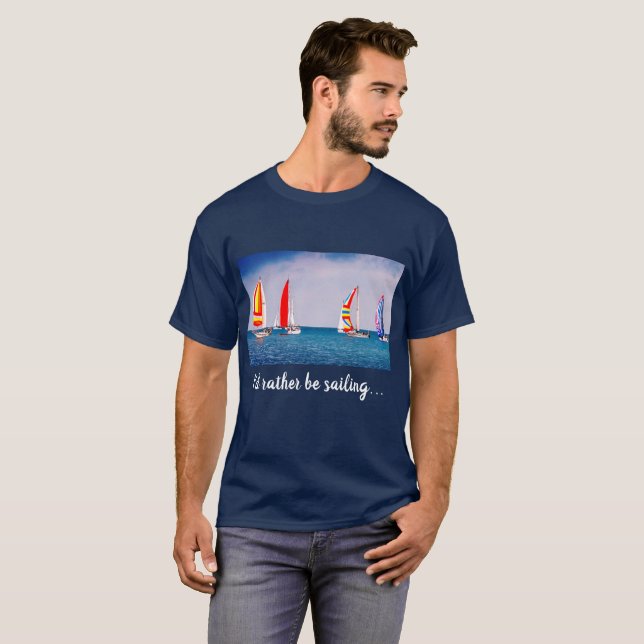 Add Your Photo to Dark Blue Sailboat Regatta T-Shirt (Front Full)