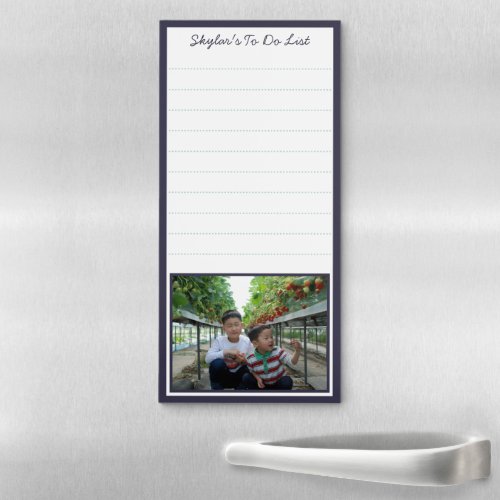 Add Your Photo To Do List Navy Blue Modern Magnetic Notepad