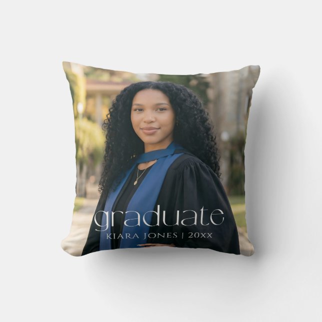 Add Your Photo Trendy Graduation Throw Pillow (Front)