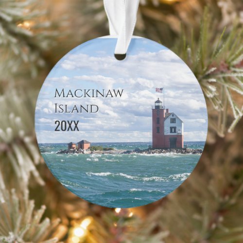 Add Your Photo Vacation Mackinaw Island Christmas Ornament