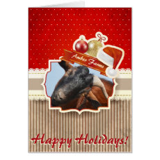 ADD YOUR PHOTO Vintage Goat Christmas Card 