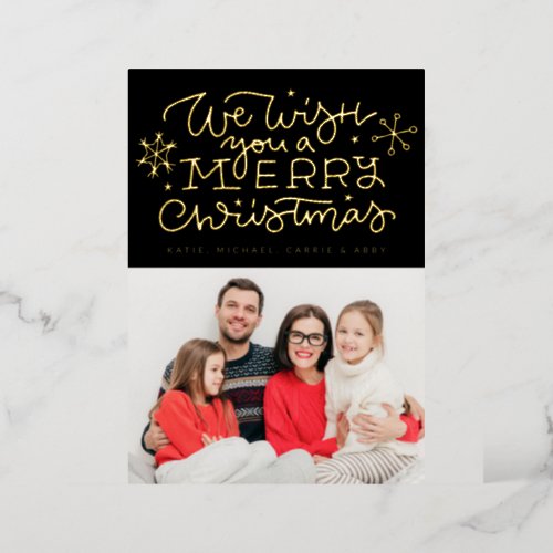  ADD YOUR PHOTO  We Wish You A Merry Christmas Fo Foil Holiday Card