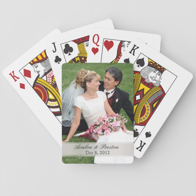 Add Your Photo Wedding Black Playing Cards (Back)